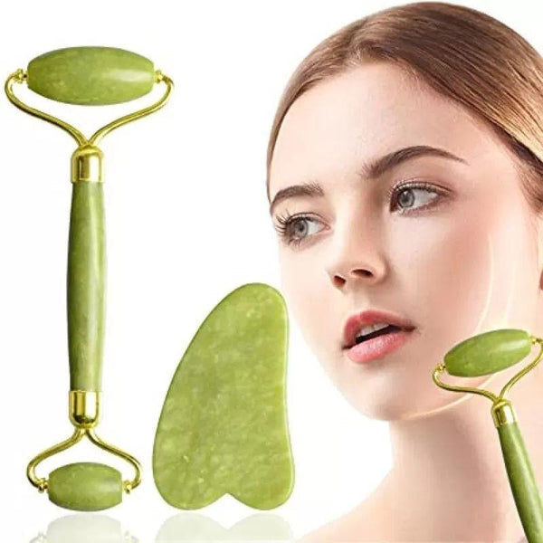 Flawless Jade Roller With Guasha (Marble Stone) Stimulates healthier skin