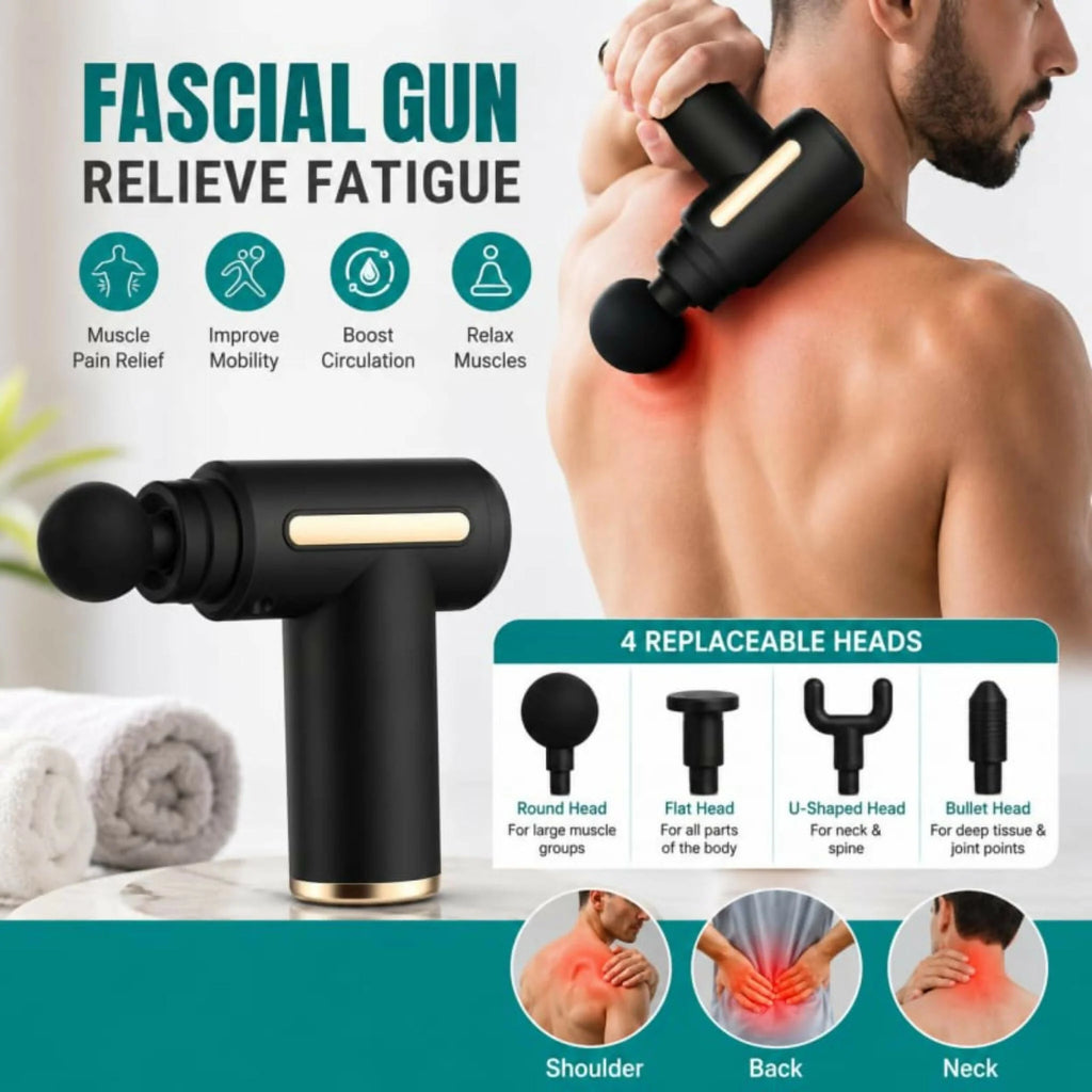 Massage Gun 4 In 1 Multifunctional Electric Body Massage - 6 Speeds With 4 Massage Heads