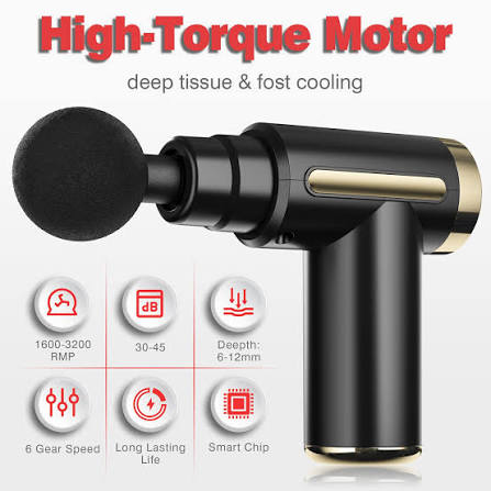 Massage Gun 4 In 1 Multifunctional Electric Body Massage - 6 Speeds With 4 Massage Heads