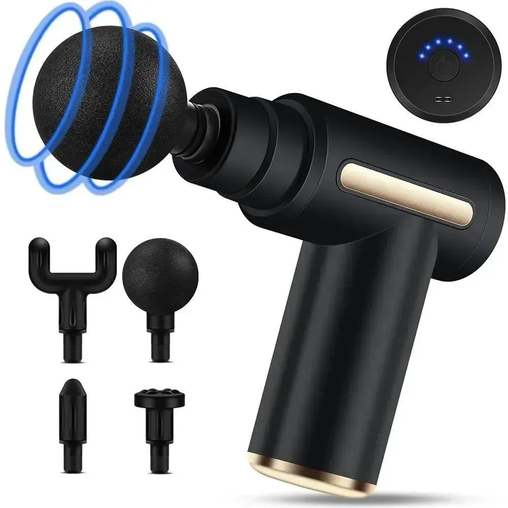 Massage Gun 4 In 1 Multifunctional Electric Body Massage - 6 Speeds With 4 Massage Heads
