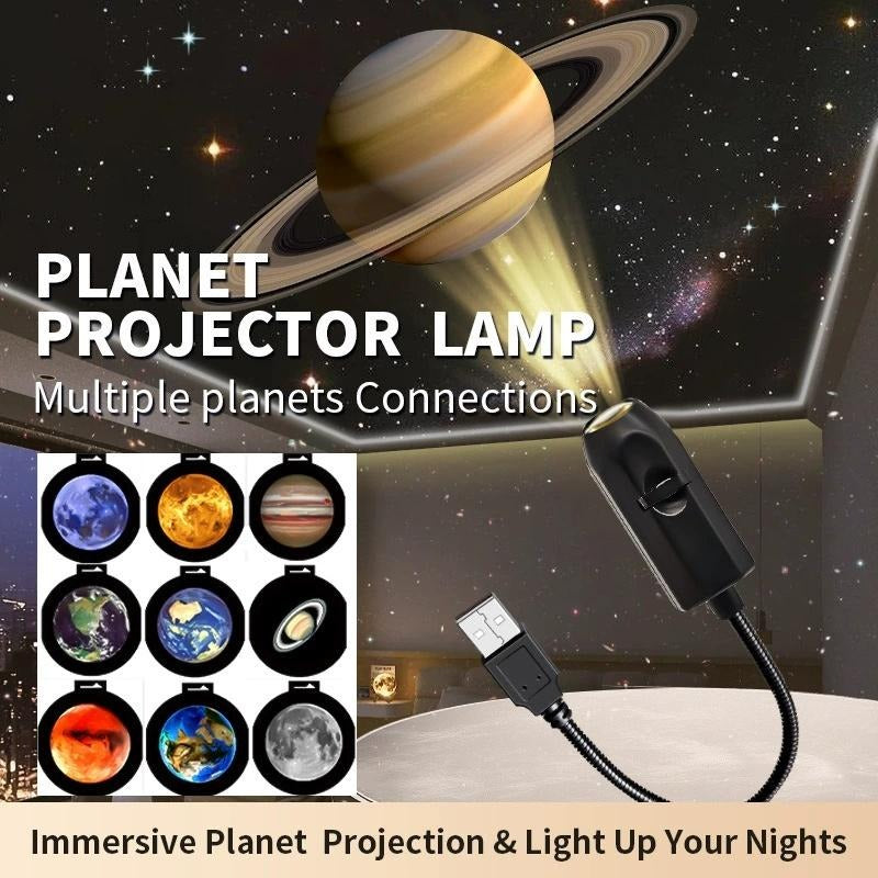 USB Planet Projector Lamp – Moon, Earth & Starry Sky Night Light | 6 Lenses