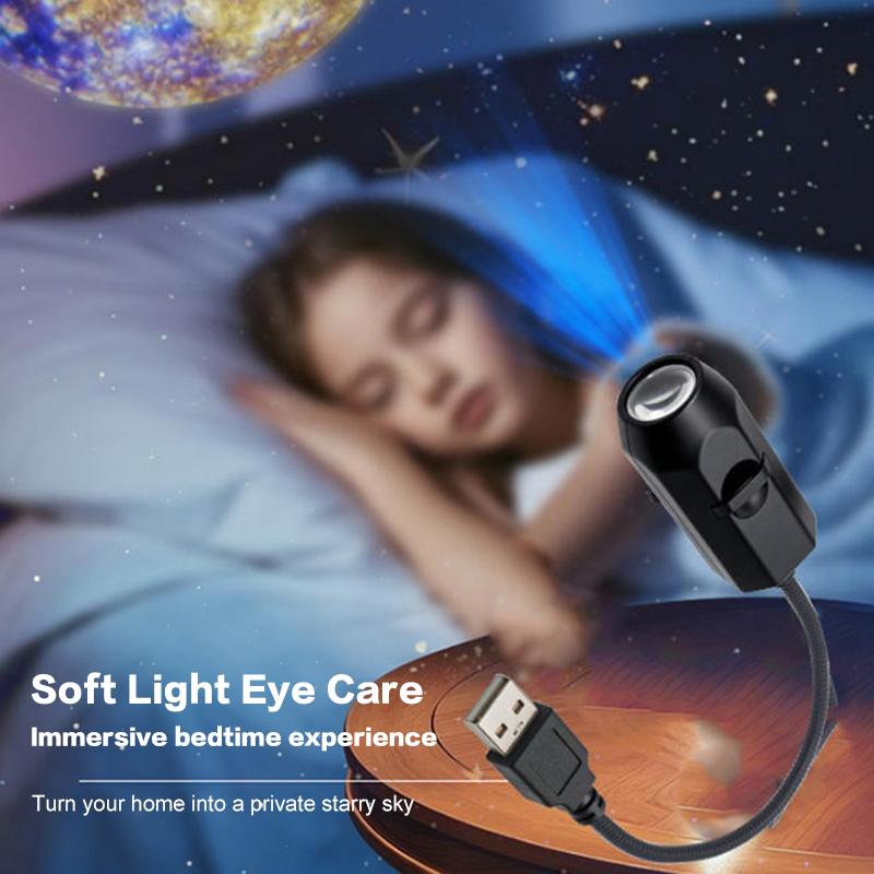 USB Planet Projector Lamp – Moon, Earth & Starry Sky Night Light | 6 Lenses